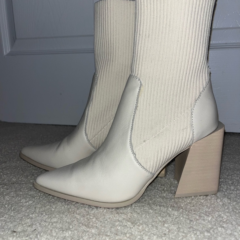 Steve Madden Cream Heeled Boots